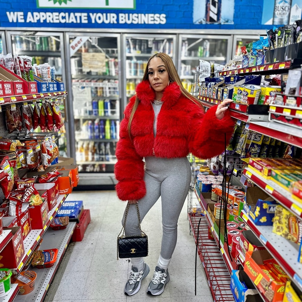 Red fur jacket